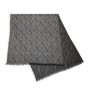 Valentino Garavani VLogo Signature Cashmere Scarf Stole Grey $890